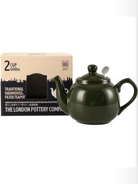 Dark Green Ceramic Teapot with Lid